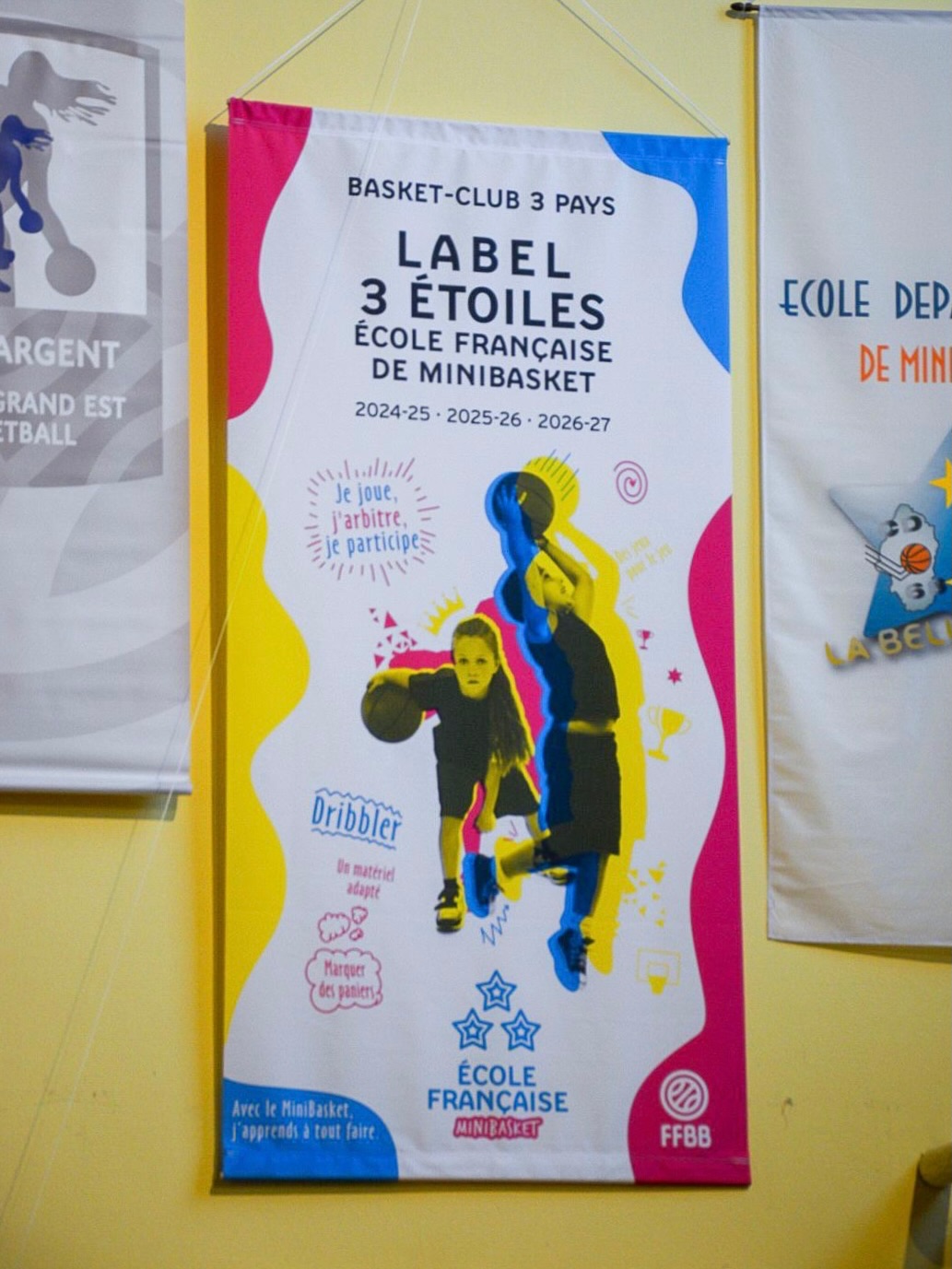 Bannière École Française de MiniBasket trois étoiles du Basket Club 3 Pays.
